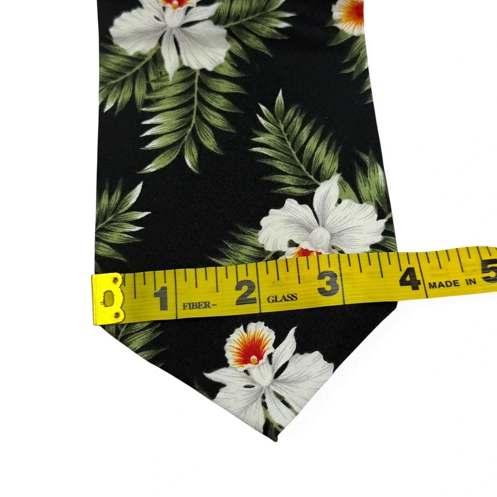 VTG Pacific Legend Hawaii USA Made Tie Black Tropical‎ Print Retro Vacation